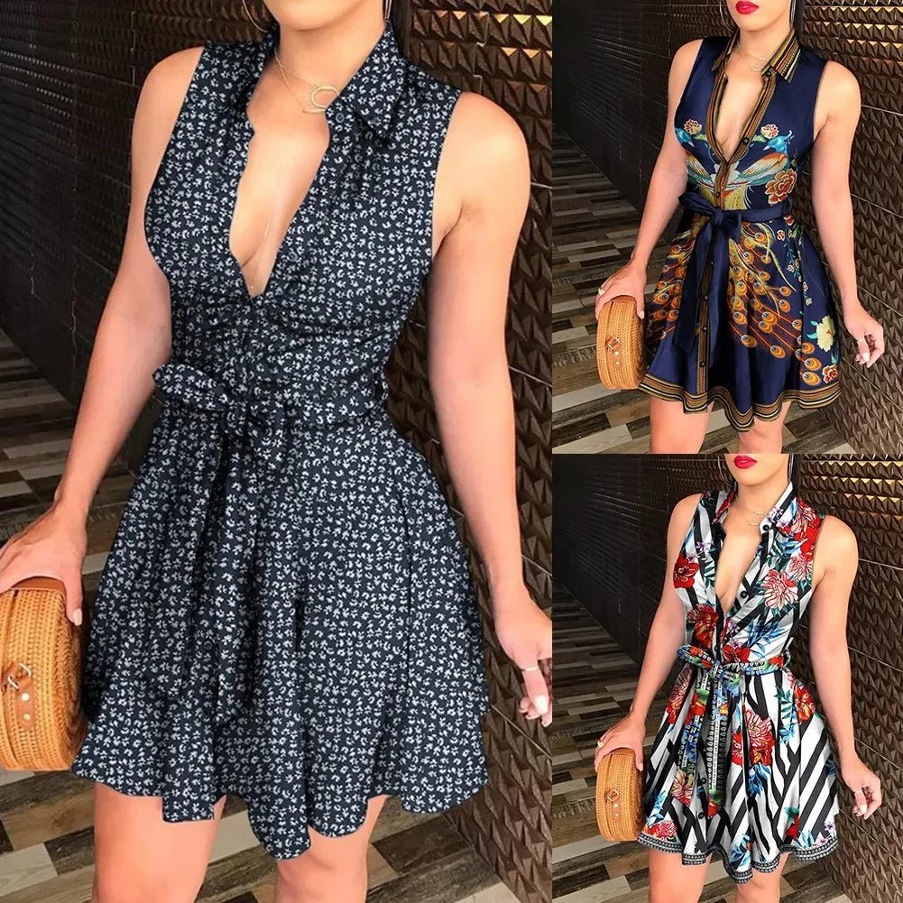 Vintage Polka Dot Mini Dress – Elegant V-Neck A-Line Dress for Women