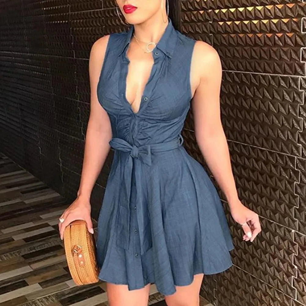 Vintage Polka Dot Mini Dress – Elegant V-Neck A-Line Dress for Women