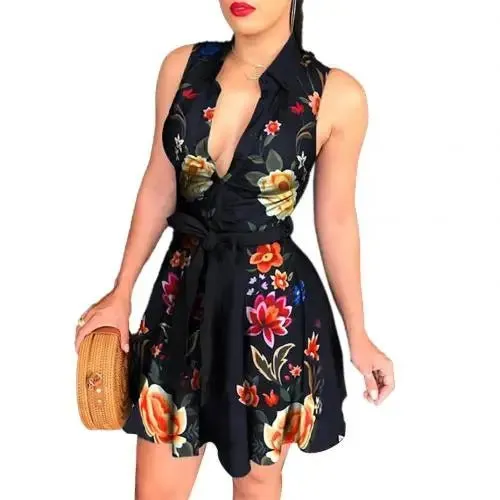 Vintage Polka Dot Mini Dress – Elegant V-Neck A-Line Dress for Women