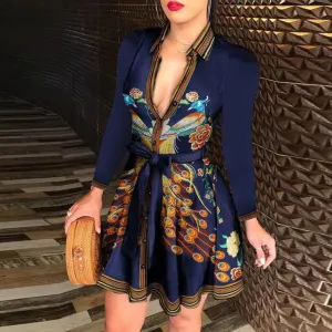 Vintage Polka Dot Mini Dress – Elegant V-Neck A-Line Dress for Women