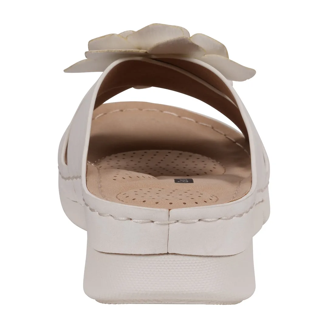 Women's Claire White Flower Rosette Comfort Sandals