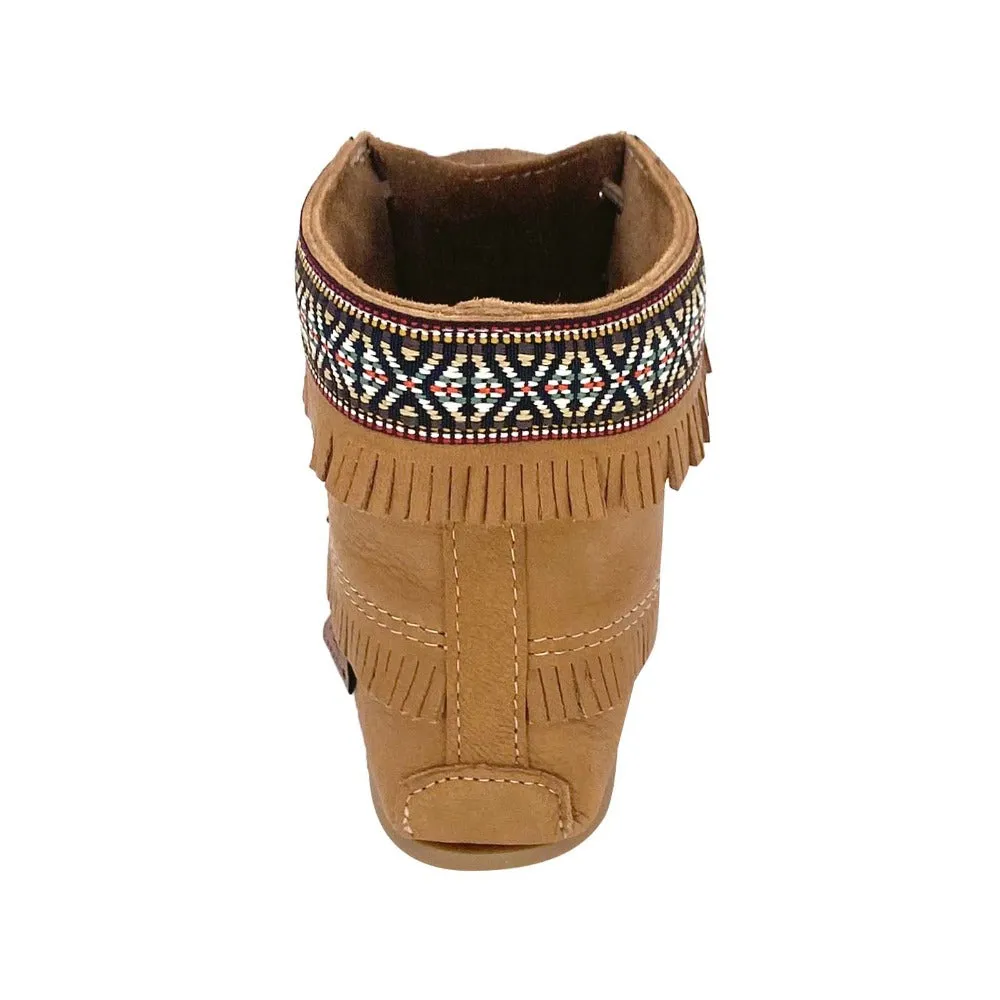 Women's Cork Moose Hide Leather Moccasin Boots