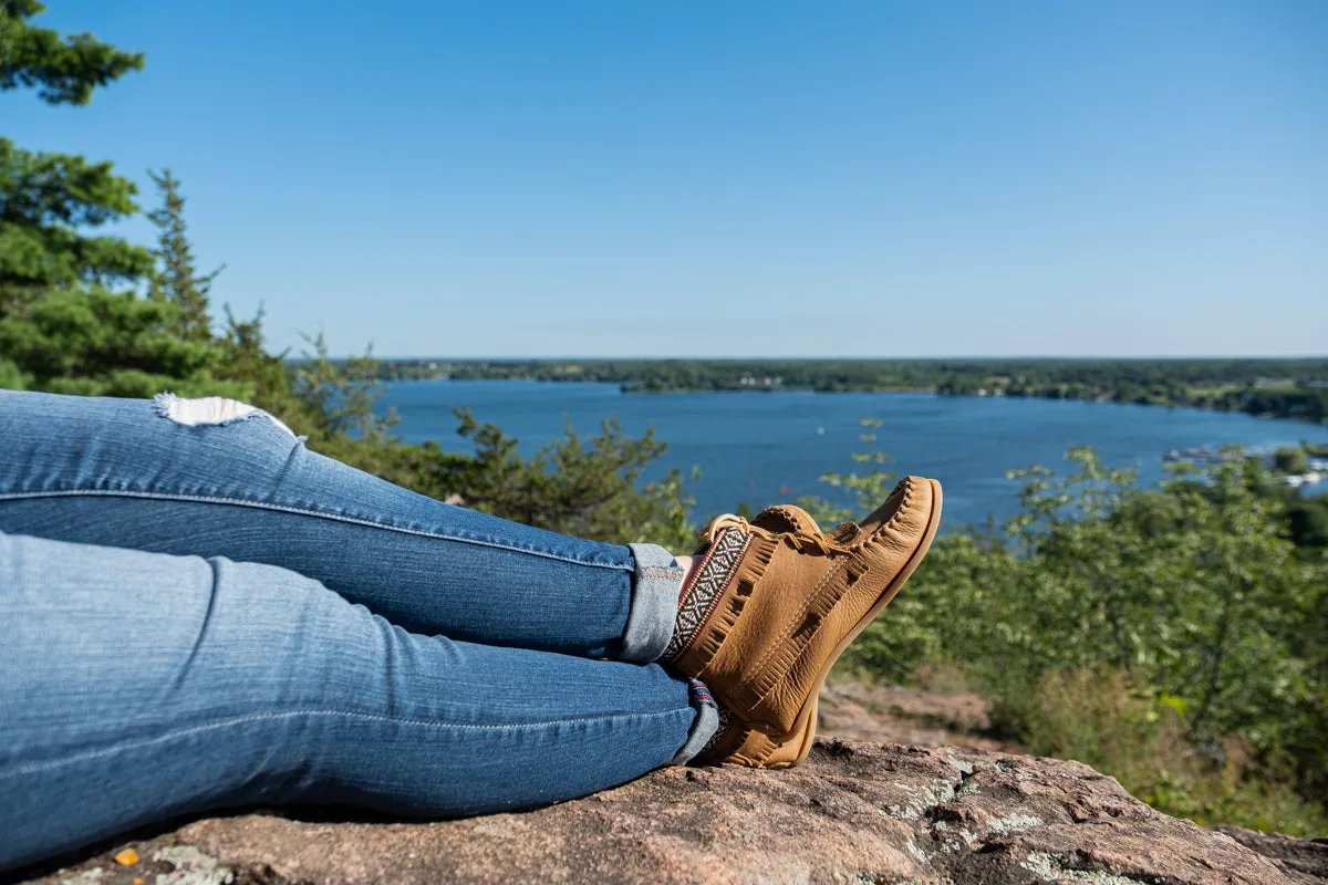 Women's Cork Moose Hide Leather Moccasin Boots