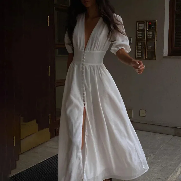 Women’s Summer Deep V-Neck Boho Maxi Dress
