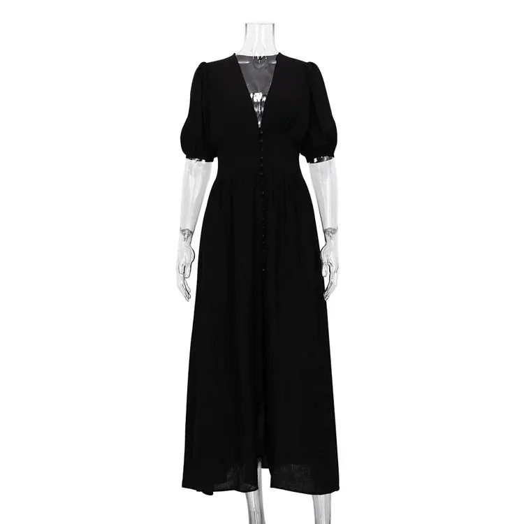 Women’s Summer Deep V-Neck Boho Maxi Dress