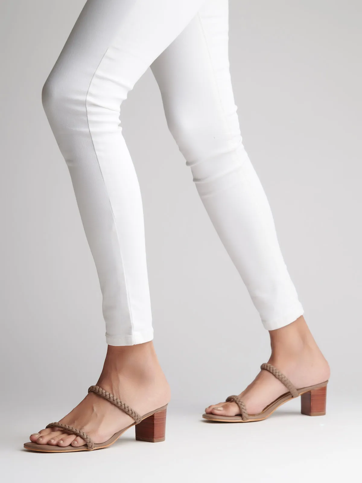 WOVEN DOUBLE STRAP HEELS