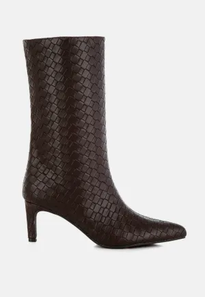 Woven Faux Leather Boots By RUW