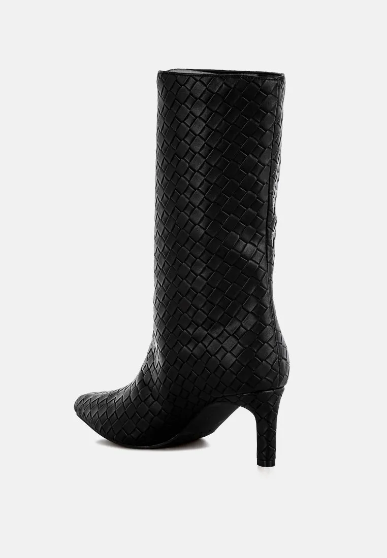 Woven Faux Leather Boots By RUW