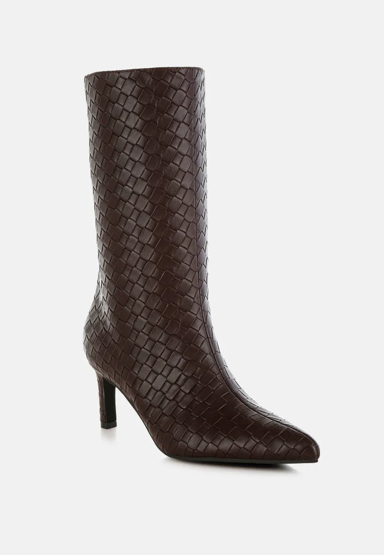 Woven Faux Leather Boots By RUW