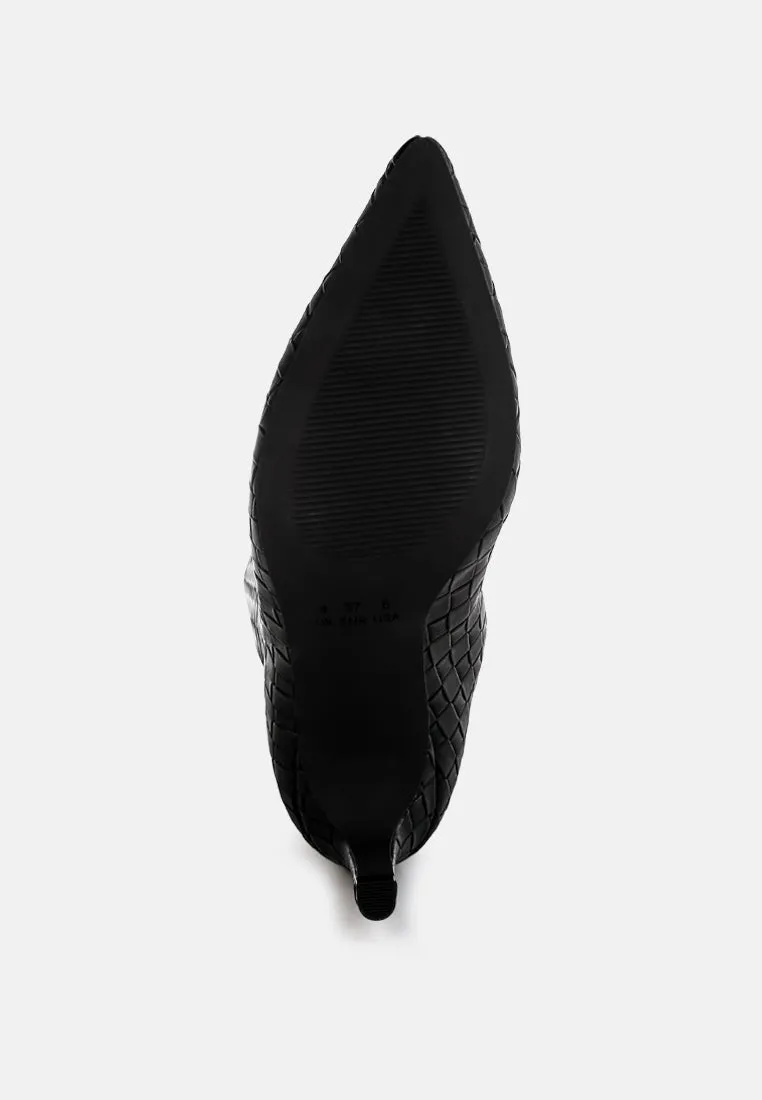 Woven Faux Leather Boots By RUW
