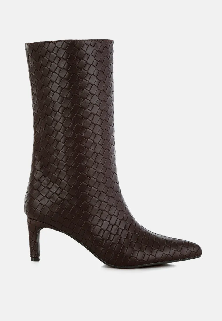 Woven Faux Leather Boots By RUW