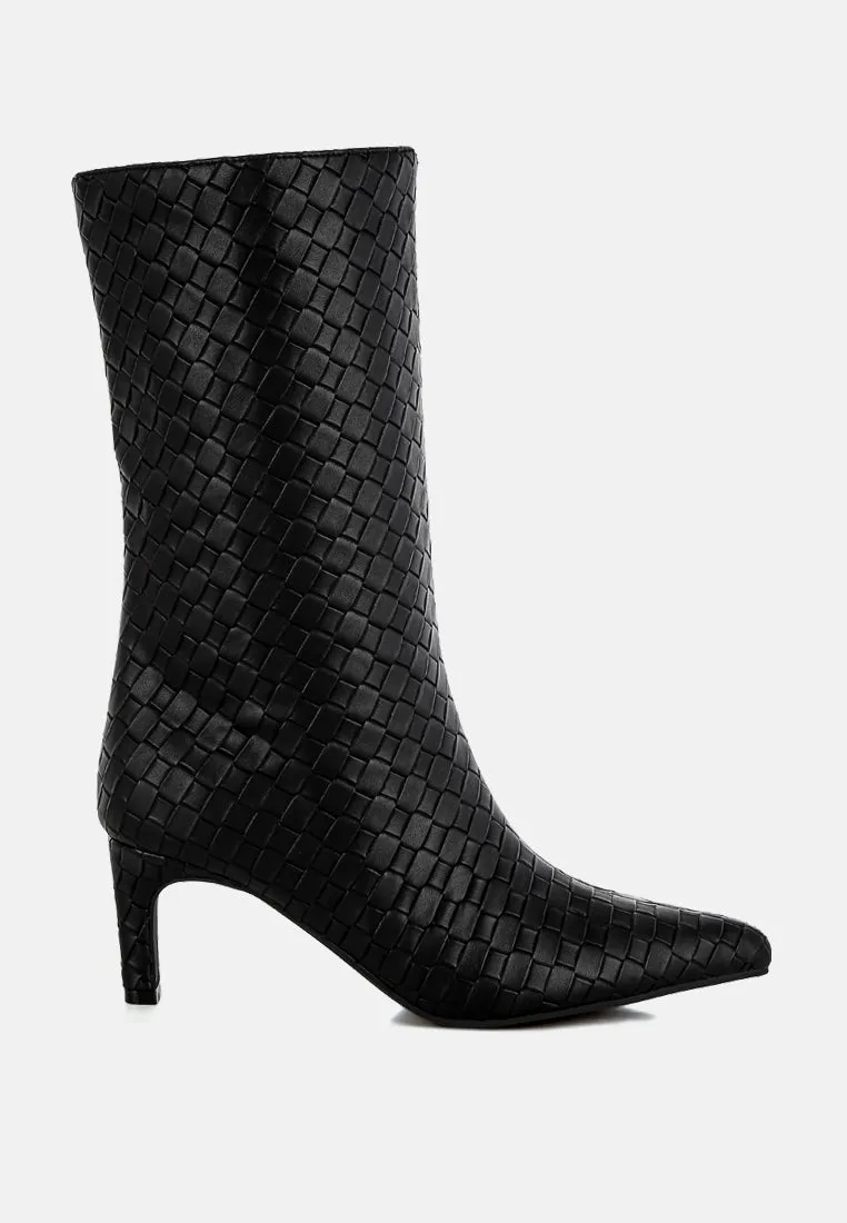 Woven Faux Leather Boots By RUW