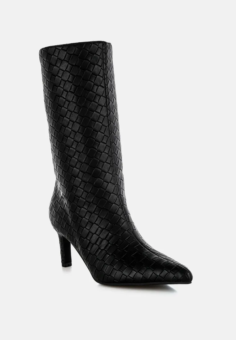 Woven Faux Leather Boots By RUW