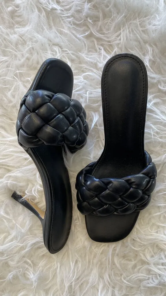 Woven Puff Slide Heels