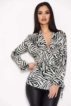 Zebra Printed Tie Waist Top